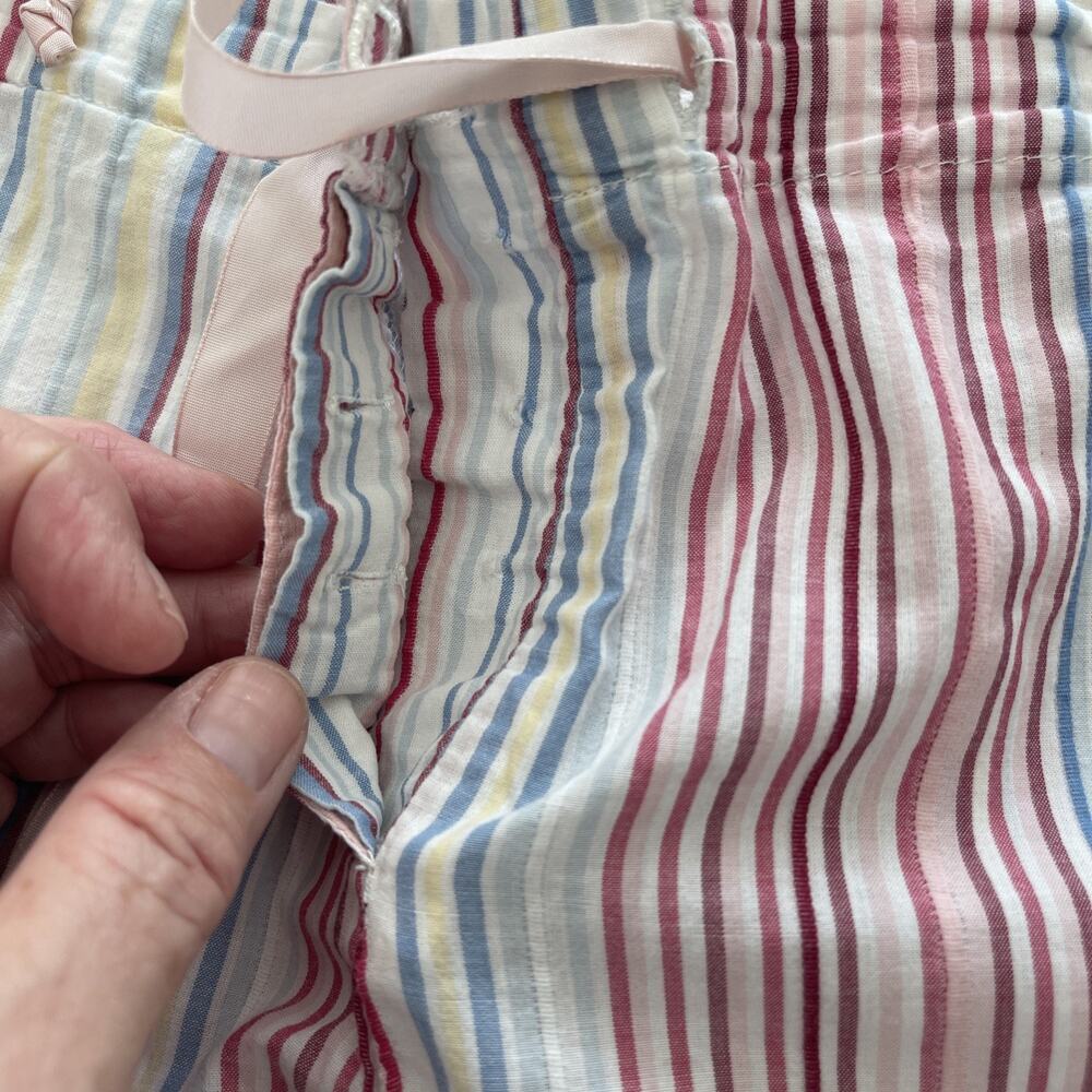 Lucky Brand Women SZ XL Pajama Lounge Pants Cotton Striped Drawstring FLAW - Picture 7 of 14